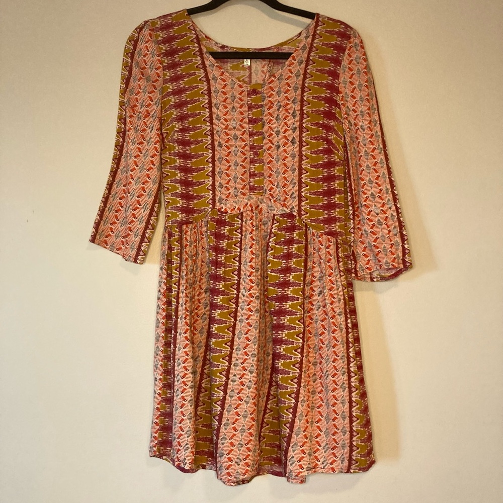 En Creme S Boho Tribal Print Dress Cut Out Sexy Hippie.